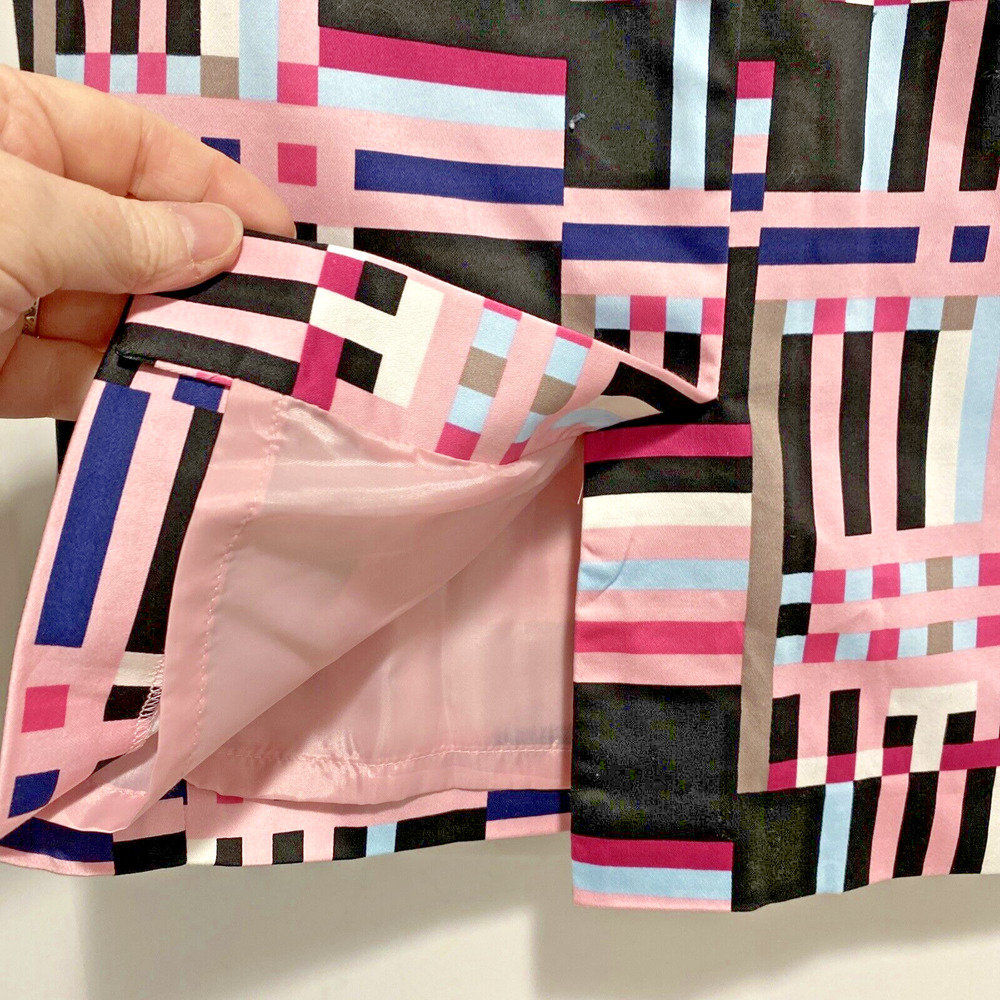 Nine West size 4 pencil skirt pink black blue gray plaid business casual preppy - Picture 5 of 7